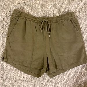Army green linen shorts